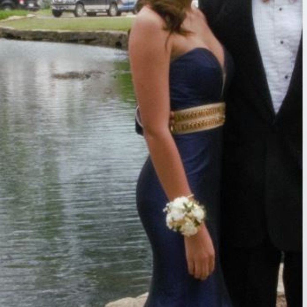 Navy blue Mac Duggal gown
